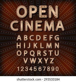 Vector set Retro neon sign, vintage billboard, bright signboard, light banner art