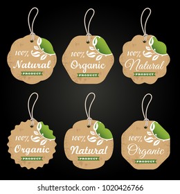 Vector set of retro organic cardboard labels and tags with ropes for design