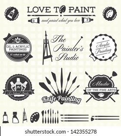 Vector Set: Retro Painter Labels