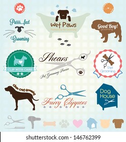 Vector Set: Retro Pet Grooming Labels