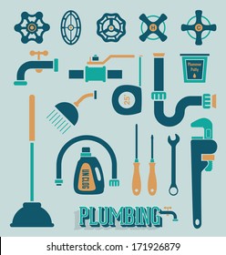 Vector Set: Retro Plumbing Icons and Symbols