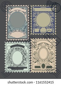 Vector Set Retro Postage Stamps Backgrounds Stock Vector (Royalty Free