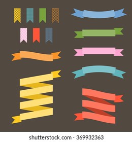 Vector set of retro ribbons, flat design