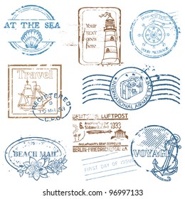 Vector Set Of Retro SEA POST Stamps - High Quality - For Design And  Scrapbook Royalty Free SVG, Cliparts, Vectors, and Stock Illustration.  Image 17757227.