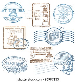 Vector Set of Retro SEA stamps - for design and scrapbook