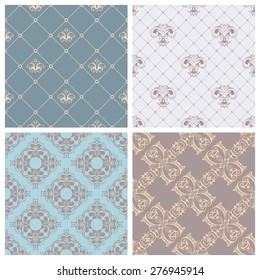Vector set of retro seamless patterns. Vintage designs can be used for web page backgrounds, wallpapers, wrapping papers, invitation or greeting cards.