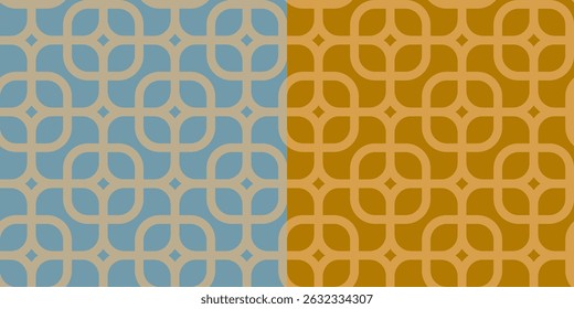Vector set retro simple geometric seamless patterns in retro style. Vintage abstract geometric pattern in Art deco style.