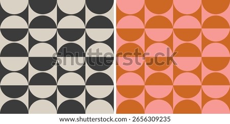 Vector set retro simple geometric seamless patterns in retro style. Vintage abstract geometric pattern in Bauhaus style.