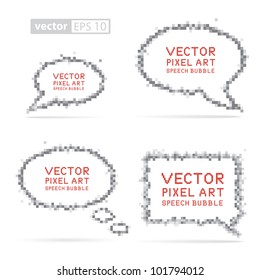 Vector set of retro speech bubbles in pixel art style