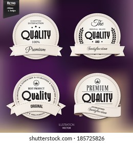 Vector set of retro stamp, sticker, tag, label, badge on color background.