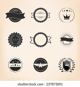 Vector Set of Retro Stamps and Badges. Vintage color.