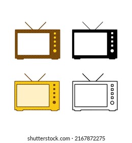 Vector set of retro TV in doodle style on white background