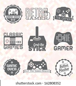 Vector Set: Retro Video Game Labels and Icons