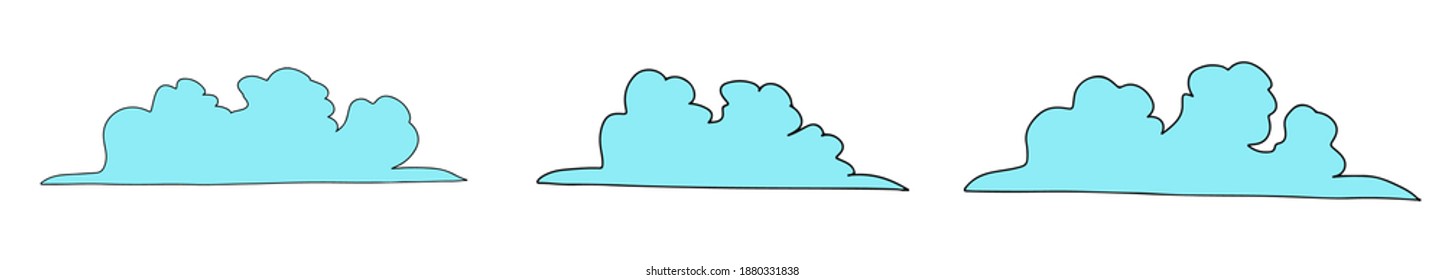 
conjunto vectorial - nubes vintage retro. Las nubes hippie de los años 60 y 70. Elementos de diseño 1960-1970