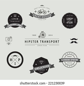 vector set of retro vintage hipster labels, icons, logos isolated