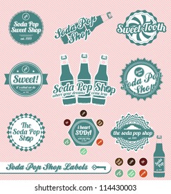 Vector Set: Retro Vintage Soda Pop Labels and Stickers