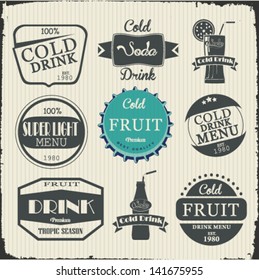 Vector Set: Retro Vintage Soda Pop Labels and Stickers