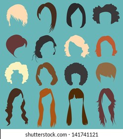 Vector Set: Retro Woman's Hair Style SIlhouettes