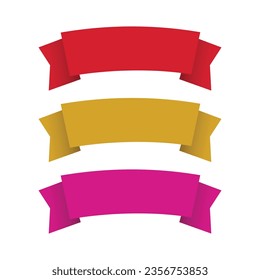 Vector set of ribbon banner label collection design vector illustration.