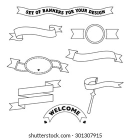 Vector set of ribbon banners. For your design.