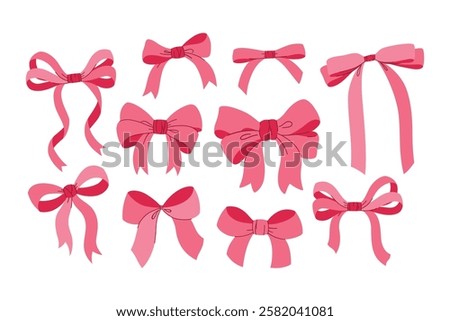 Vector set of ribbon bows illustrations isolated on white background