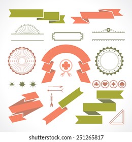 vector set of ribbons, badges, labels, logos and various vintage design elements