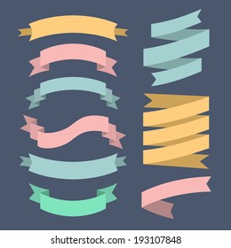 Vector set of ribbons in flat style