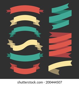 Vector set of ribbons in flat style
