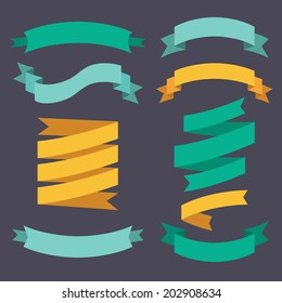 Vector set of ribbons in flat style