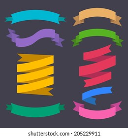 Vector set of ribbons in flat style