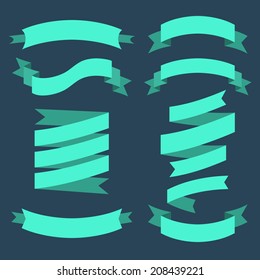 Vector set of ribbons in flat style