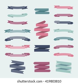 Vector set of ribbons. Ribbons set isolated on background. Modern flat ribbons for web and mobile applications.