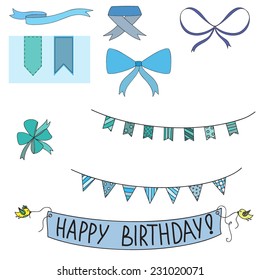 Vector set with ribbons and other design elements 