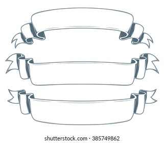 vector set of ribbons in vintage style or in the tattoo style