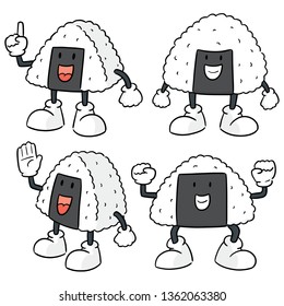 vector set of rice ball cartoon