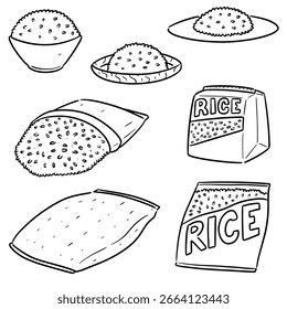 Conjunto de Vector de dibujos animados de arroz