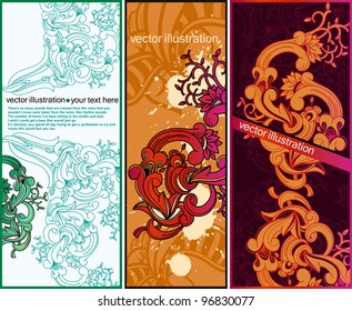 vector set of rich floral cards