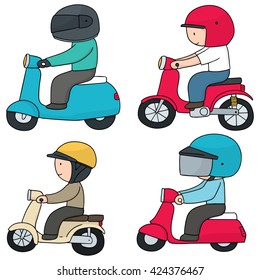 vector set of riding motorcycle