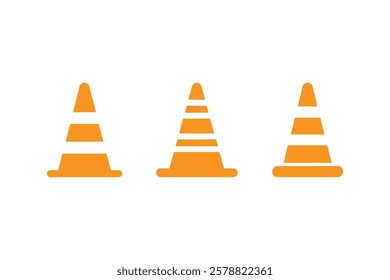 vector set of road cone isolated white background