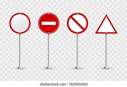 Conjunto vectorial de señales de tráfico. Señales de carretera en un fondo aislado. Signos prohibitivos png.