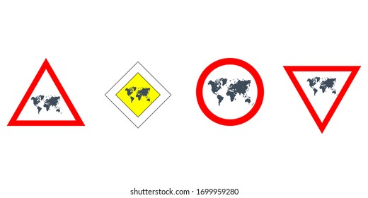 road signs world map