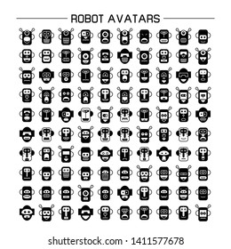 vector set of robot avatar icons 