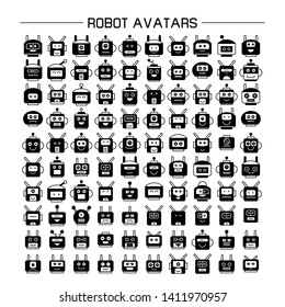 vector set of robot avatar icons 