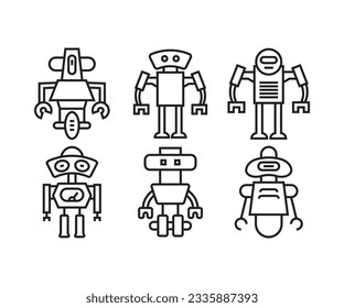vector set of robot character icons
