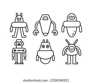 vector set of robot character icons
