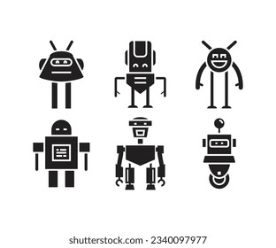 conjunto vectorial de iconos de caracteres robot