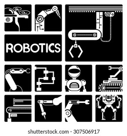 vector set of robotics icons set