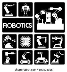 vector set of robotics icons set