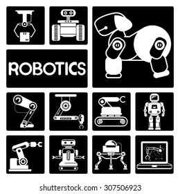 vector set of robotics icons set, artificial intelligence concept