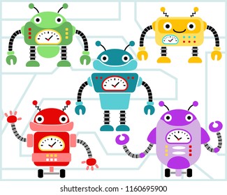 Vector set of robots cartoon